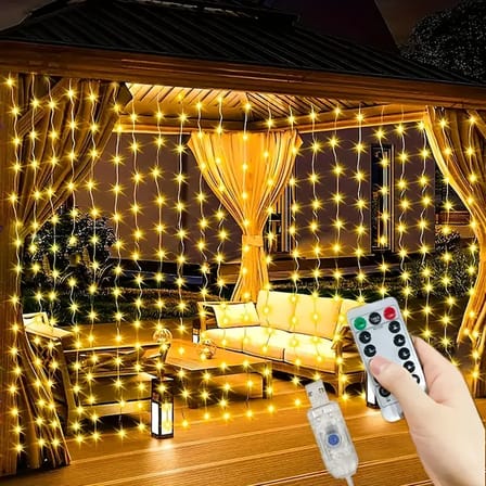 300 Ledli 10 Sarkıt Perde Led Işık-8 Fonksiyon, Uzaktan Kumandalı, 3x3 Metre (5264)