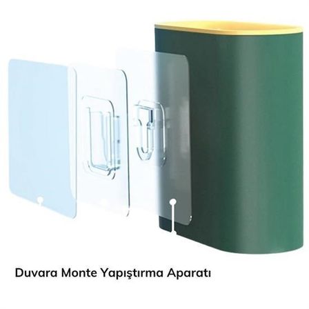 Duvara Monte Edilebilir Kapaklı Askılı Klozet Yumuşak Silikon Başlıklı Tuvalet Fırçası Seti (5264)