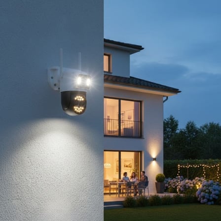 3 Kameralı Kablolu Akıllı Güvenlik Kamerası – 360° PTZ Hareketli, Çift Antenli, WiFi IP, Gece Görüşlü Dış Mekan Kamera (5264)