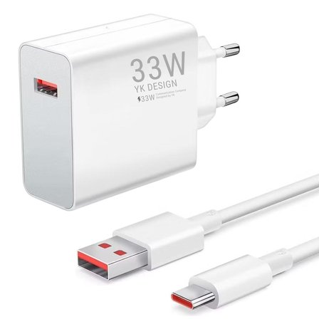 33W Hızlı Şarj Adaptörü – Type-C Kablolu, USB Çıkışlı, Akıllı Şarj Destekli Duvar Tipi Şarj Cihazı (