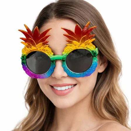 Tropikal Ananas Tasarımlı Renkli Hawaii Parti Gözlüğü (5264)