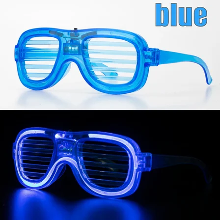 Mavi Led Işıklı Parti Gözlüğü - Neon Glow Şerit Gözlük 3 Modlu (5264)
