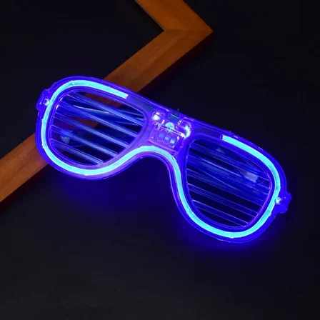 Mavi Led Işıklı Parti Gözlüğü - Neon Glow Şerit Gözlük 3 Modlu (5264)