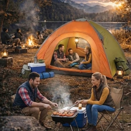 4 Kişilik Yarı Otomatik Kamp Çadırı – Suya Dayanıklı, Hızlı Kurulumlu Outdoor Aile Çadırı, Doğa, Kamp ve Piknik 200x200x135 cm (5264)