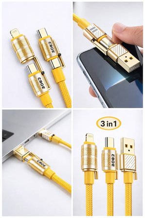 4in1 Hızlı Şarj Ve Data Kablosu Type-c / Lightning / Micro Usb PL-8631 (5264)