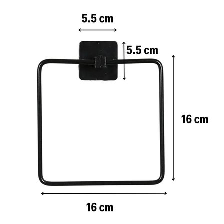 Kendiliğinden Yapışkanlı Siyah Paslanmaz Metal Kare Havluluk (5264)