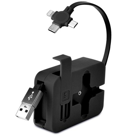 Cep Tipi Telefon Tutuculu Makaralı Uzayıp Kısalabilen 3&amp;apos;ü 1 Arada USB Şarj Kablosu (5264)