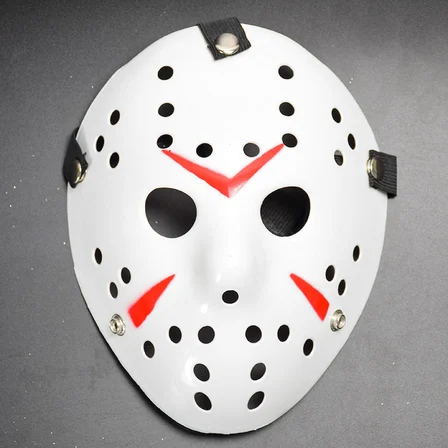 Beyaz Renk Kırmızı Çizgili Tam Yüz Hokey Jason Maskesi Hannibal Maskesi (5264)