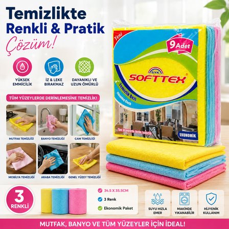 ACORD KOD-384 9 PARÇA  TEMİZLİK BEZİ 35X37CM (5264)