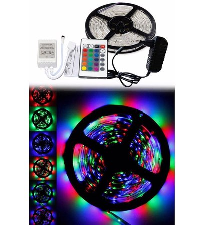 5 Metre Rgb Şerit Led Seti-İç ve Dış Mekan Silikonlu-Tak Çalıştır (5264)