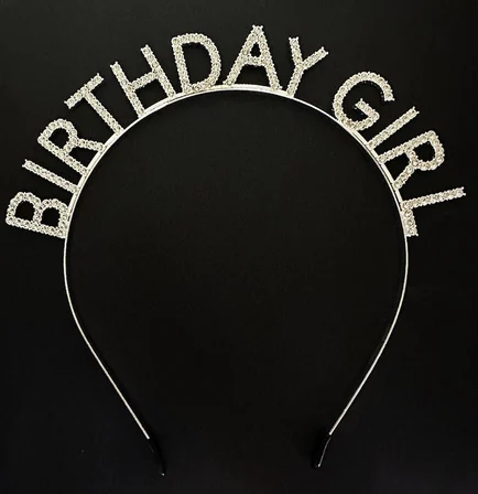 Gümüş Kristal Taşlı Birthday Girl Doğum Günü Tacı İthal Ürün A Kalite 17x16 cm (5264)