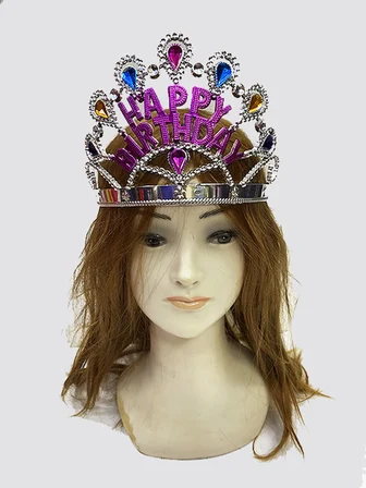 Gümüş Renk Happy Birthday Yazılı Doğum Günü Tacı 60 cm (5264)