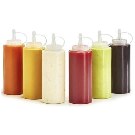 Şeffaf Kapaklı Sızdırmaz Yağlık Sosluk Şişesi Plastik Yağdanlık 400 ml. AP-9028 (5264)