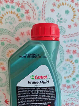 Castrol Fren hidroliği Dot 4 500ml (Üretim:2020)