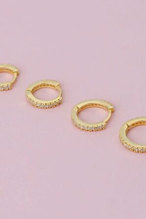 925 Ayar Gümüş Gold 4'lü Set Küpe