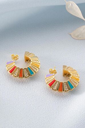 925 Ayar Gold Taşlı Mineli Gümüş Küpe
