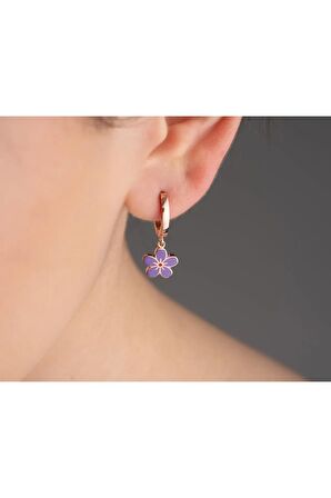 925 Ayar Rose Mineli Çiçek Gümüş Küpe