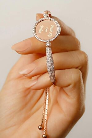 925 Ayar Gümüş Rose Gold Kaplama Isimli Asansörlü Bileklik