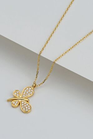 925 Ayar Gümüş Kelebek Model Kolye(gold)