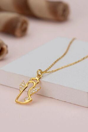 925 Ayar Gümüş Tektaşlı Melek Kolye