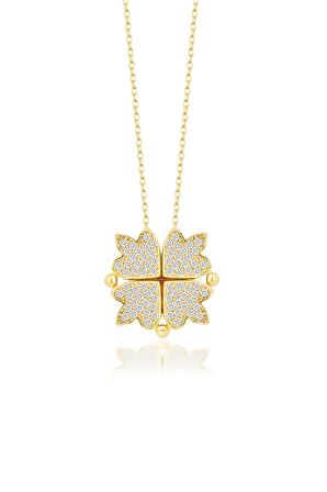 925 Ayar Gümüş Gold Mıknatıslı Kolye