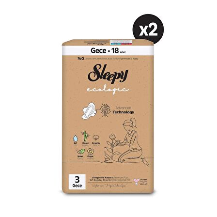 Sleepy Ecologic Premium Plus Gece Hijyenik Ped 36 Adet