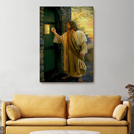 İsa Mesih Kapıyı Çalıyor, Hristiyan Duvar Sanatı, Kilise Hediyesi Kanvas Tablo-5271