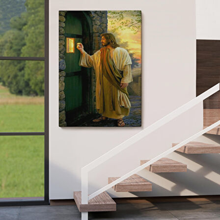 İsa Mesih Kapıyı Çalıyor, Hristiyan Duvar Sanatı, Kilise Hediyesi Kanvas Tablo-5271