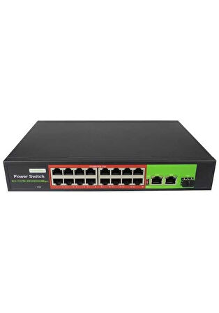Uranium POE-G1621SFP-300W 16 Port 10/100/1000 Gigabit Switch 2XGB RJ45+1XSFP Uplink RackMount
