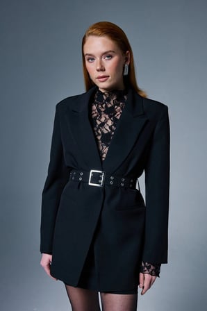 Kemer Detaylı Blazer Ceket Siyah