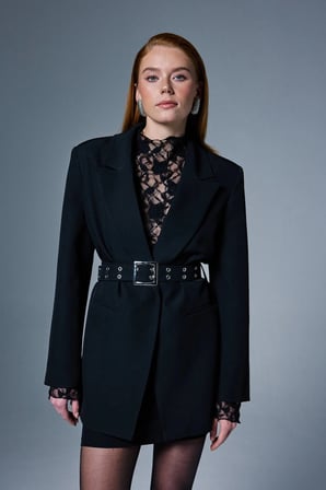Kemer Detaylı Blazer Ceket Siyah