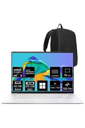 Zenbook S16 Ryzen AI 9 465 32GB RAM 512GB SSD 16" 3K (2880x1800) OLED 120Hz Win11 Pro UM5606GASS308WP312 Notebook + PER4 Çanta