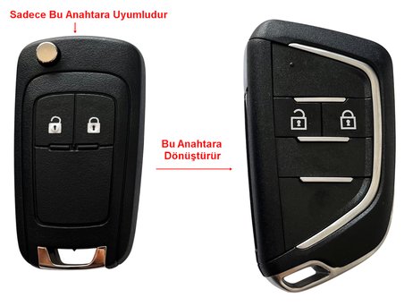 Opel Insignia Astra J Uyumlu Çevirici Dönüşüm Modifiye Kumanda Anahtar Kabı Oto Anahtarlık Logolu 2 Tuşlu