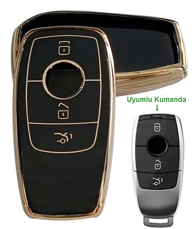 Mercedes B C E Sınıfı C180 C200 Glc Cla Cle Amg Gls Gla Uyumlu Kumanda Anahtar Kılıfı SİYAH GOLD