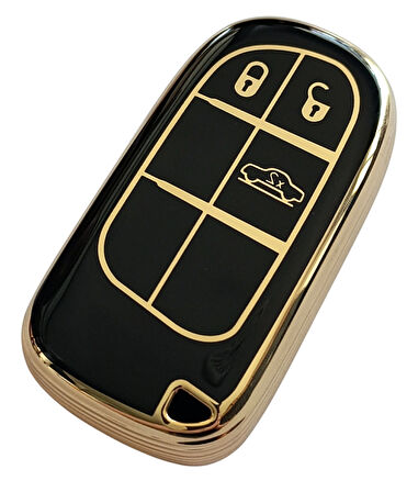 Egea Cross 500 Jeep Dodge Chrysler Uyumlu Smart Kumanda Anahtar Kılıfı Oto Anahtarlık Siyah Gold