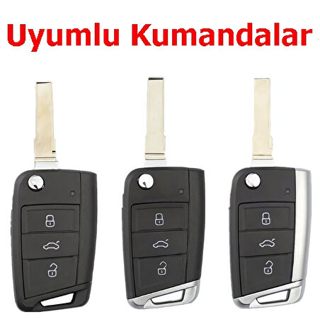 Polo 6 Golf 7 Octavia Leon Uyumlu MQB Nano Kumanda Anahtar Kılıfı Oto Anahtarlık Gri Gold