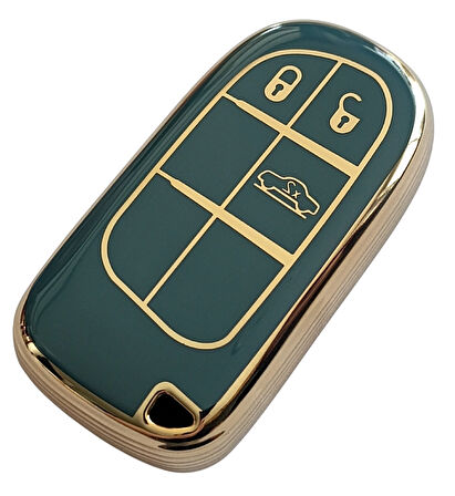 Egea Cross 500 Jeep Dodge Chrysler Uyumlu Smart Kumanda Anahtar Kılıfı Oto Anahtarlık Turkuaz Gold