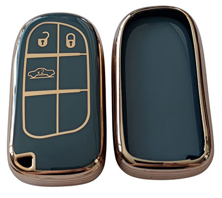 Egea Cross 500 Jeep Dodge Chrysler Uyumlu Smart Kumanda Anahtar Kılıfı Oto Anahtarlık Turkuaz Gold