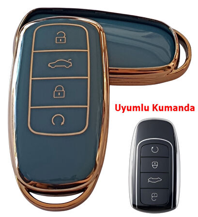 Chery Tiggo 7 Tiggo 8 Omoda 5 Uyumlu Smart Kumanda Anahtar Kılıfı Oto Anahtarlık Turkuaz Gold