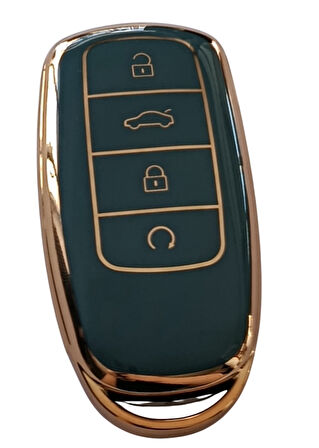 Chery Tiggo 7 Tiggo 8 Omoda 5 Uyumlu Smart Kumanda Anahtar Kılıfı Oto Anahtarlık Turkuaz Gold