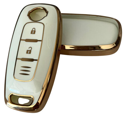 Nissan Yeni Kasa Uyumlu Qashqai  X-Trail Juke Smart Kumanda Anahtar Kılıfı Oto Anahtarlık BEYAZ