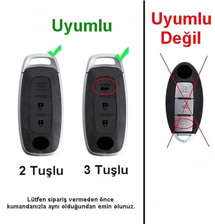 Nissan Yeni Kasa Uyumlu Qashqai  X-Trail Juke Smart Kumanda Anahtar Kılıfı Oto Anahtarlık BEYAZ