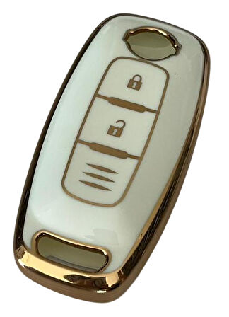 Nissan Yeni Kasa Uyumlu Qashqai  X-Trail Juke Smart Kumanda Anahtar Kılıfı Oto Anahtarlık BEYAZ