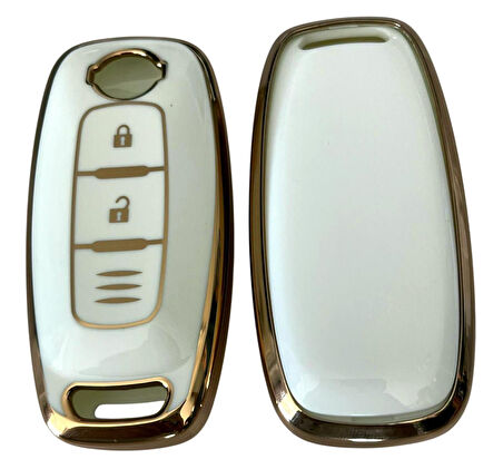 Nissan Yeni Kasa Uyumlu Qashqai  X-Trail Juke Smart Kumanda Anahtar Kılıfı Oto Anahtarlık BEYAZ