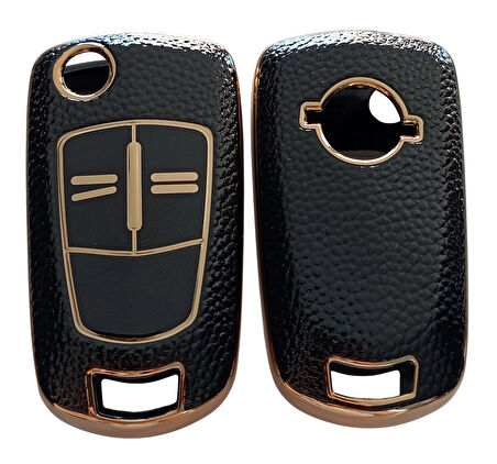 Opel Astra H Corsa D Meriva Uyumlu Anahtar Kumanda Kılıfı Oto Anahtarlık Deri Desenli SİYAH