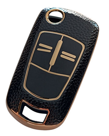 Opel Astra H Corsa D Meriva Uyumlu Anahtar Kumanda Kılıfı Oto Anahtarlık Deri Desenli SİYAH
