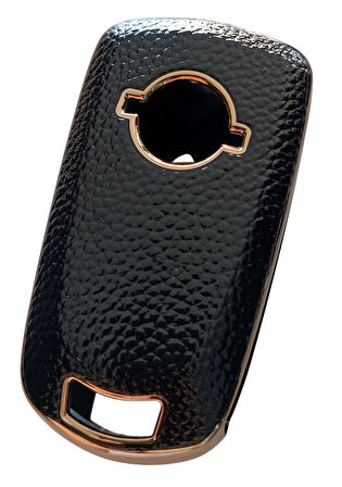 Opel Astra H Corsa D Meriva Uyumlu Anahtar Kumanda Kılıfı Oto Anahtarlık Deri Desenli SİYAH