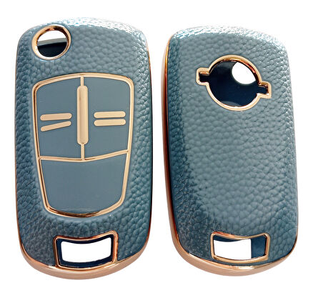 Opel Astra H Corsa D Meriva Uyumlu Anahtar Kumanda Kılıfı Oto Anahtarlık Deri Desenli TURKUAZ