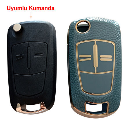 Opel Astra H Corsa D Meriva Uyumlu Anahtar Kumanda Kılıfı Oto Anahtarlık Deri Desenli TURKUAZ