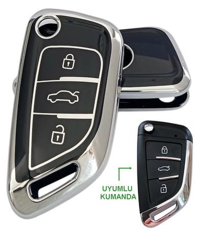 Bmw Tipli KD Keydiy NB29 Uyumlu Kumanda Anahtar Kılıfı Oto Anahtarlık Siyah Gümüş
